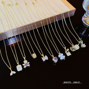 时尚百搭设计感网红爆款锁骨链女高级感小众轻奢微镶锆石项链