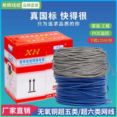 千兆超五类6六类网线无氧铜高速家用宽带100米8芯监控网络线整箱