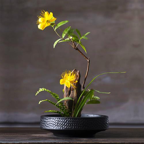 剑山插花器小原流花道中式插花器花盆