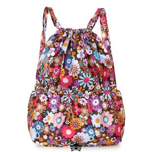 尼龙防水印花时尚 日韩新款 双肩包旅行背包户外运动抽带购物包女包
