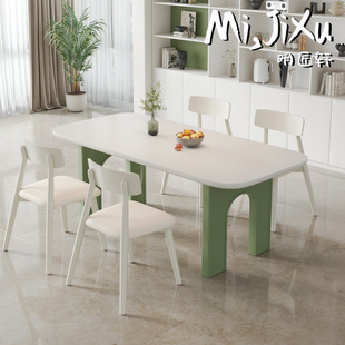 明匠轩家居纯白岩板实木餐桌椅组合现代网红简约小清新长方形饭桌
