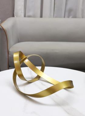 欧式轻奢几何金属缠绕艺术摆件客厅玄关酒店书房样板间家居装饰品