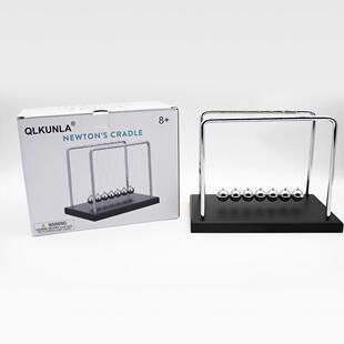 五球七球黑色木底座牛顿摆球不锈钢永动球混沌摆碰碰撞球创意摆件