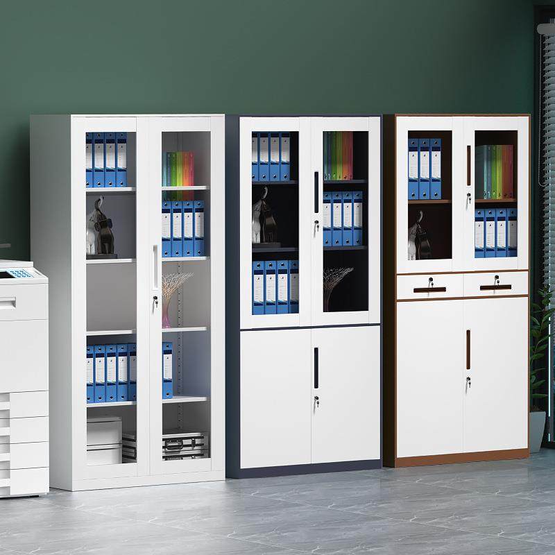 工厂拆装套色文件柜办公室窄边柜钢制铁皮带锁a4收纳柜档案柜