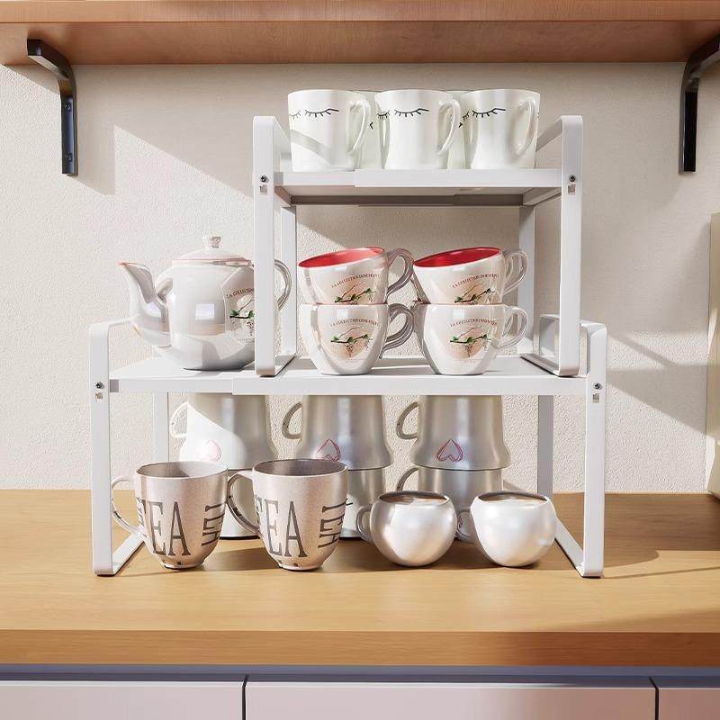 杯子伸缩厨房置物架|橱柜分隔收纳茶杯水杯厨房杯架分层隔板架子,厨房/烹饪用具,抹布架/厨房清洁收纳架,淘宝优惠券,粉丝福利购,淘宝优惠卷