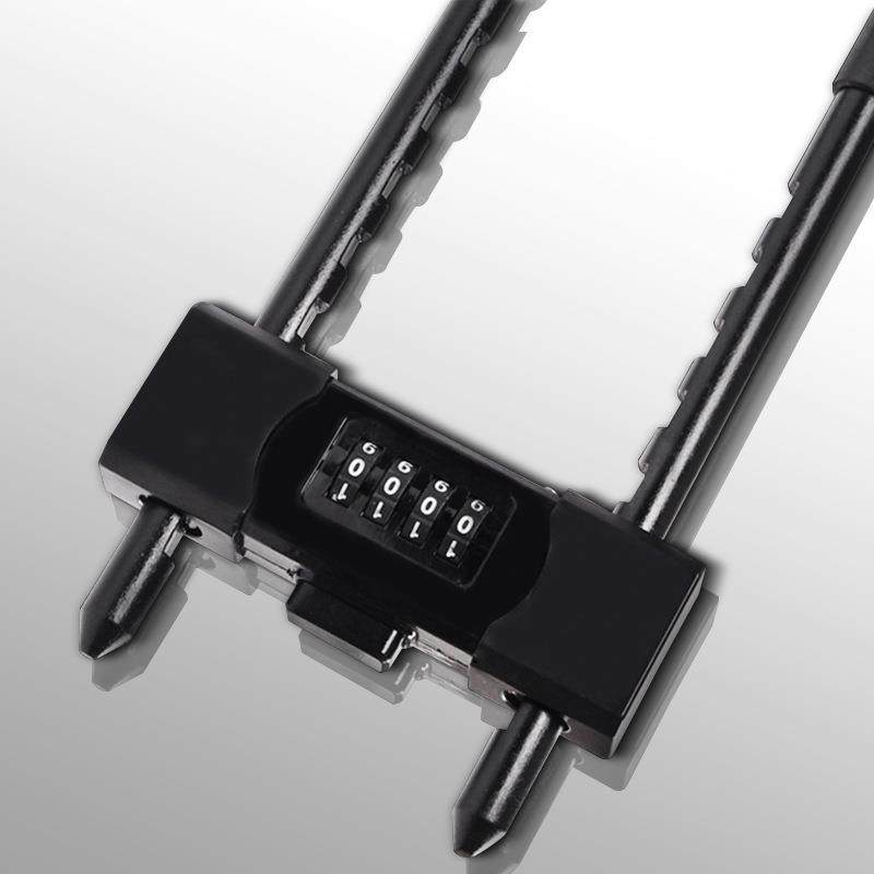 U型锁密码锁玻璃门锁推拉门商铺防盗锁双开门插锁U形加粗加长门锁