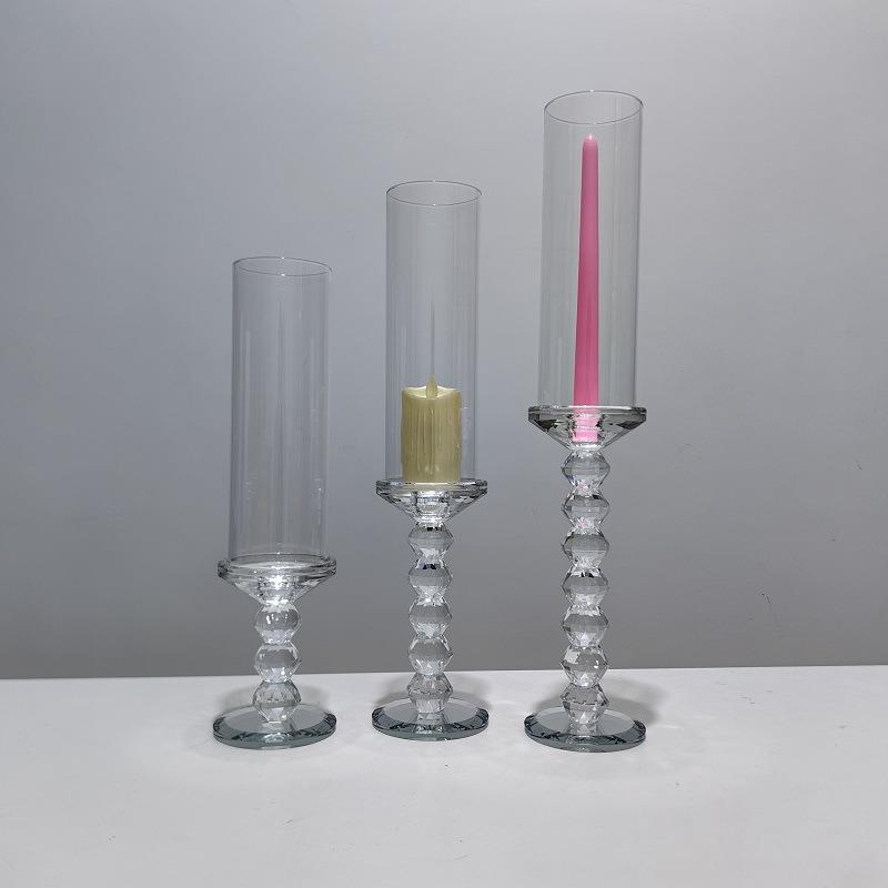 婚礼婚庆道具玻璃水晶烛台桌面摆件求婚长款婚庆装饰场景布置道具