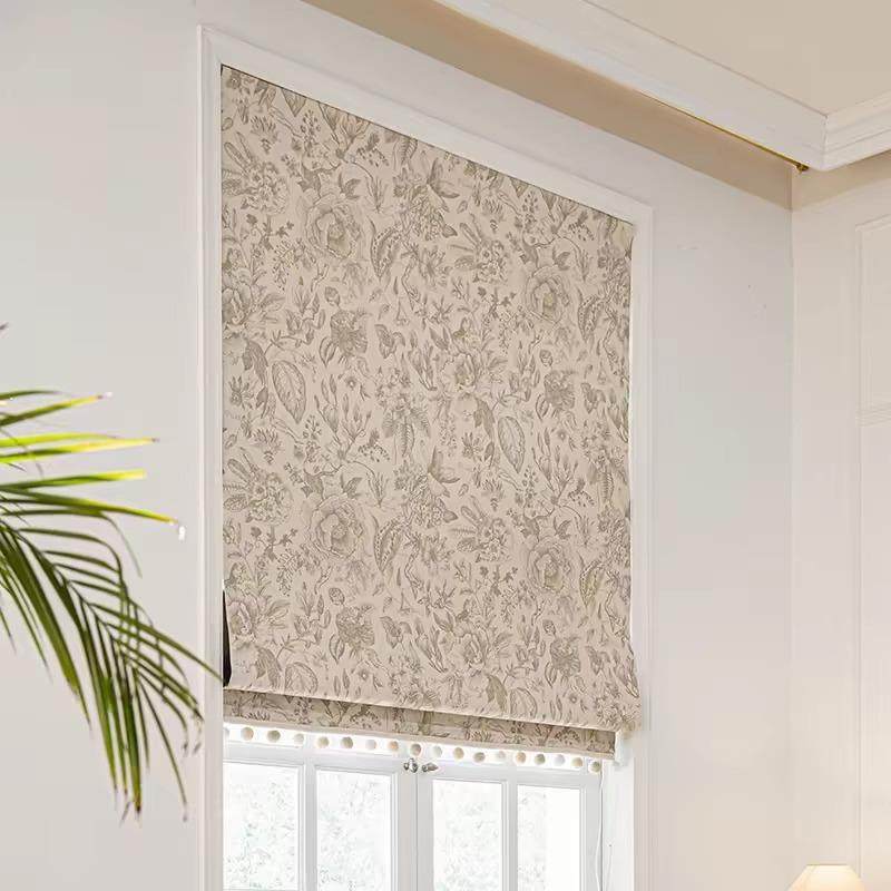 可定卧室客厅书房飘窗提拉升降帘布卷帘遮光法式花边毛球罗马窗帘,居家布艺,卷帘,淘宝优惠券,粉丝福利购,淘宝优惠卷