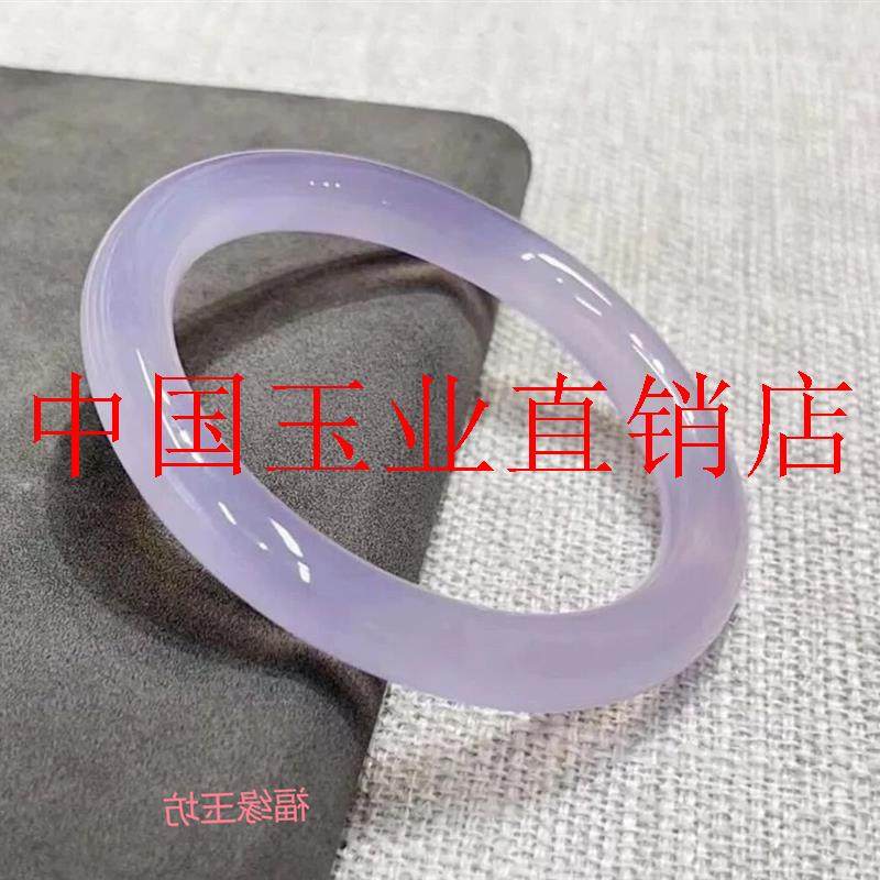 高冰种紫罗兰玉髓手镯紫玉髓手镯细圆条手镯冰紫罗兰简约女款饰品