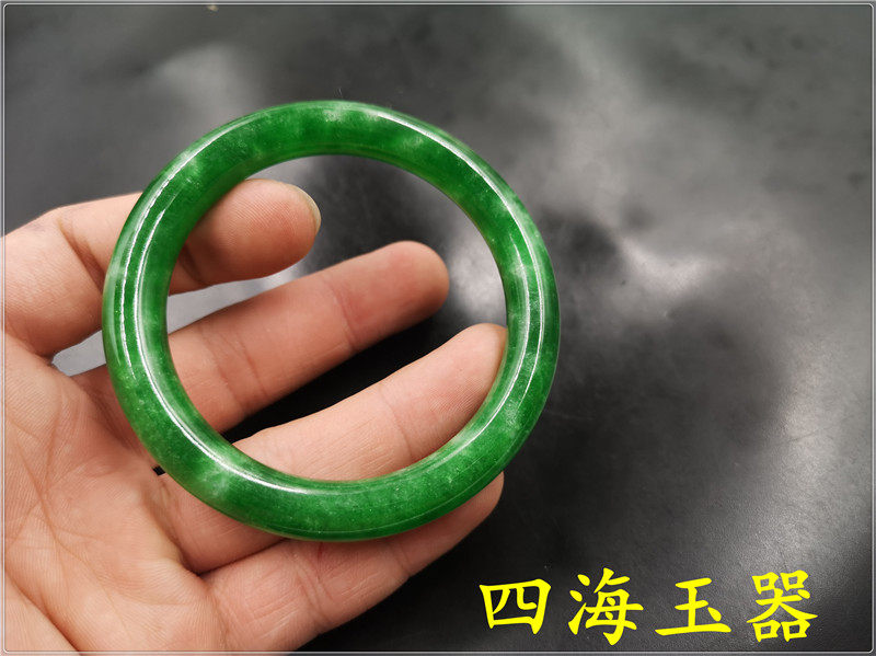 精选干青铁龙生玉石圆条手镯巴山翠玉手镯绿色翡翠玉石手镯送礼品