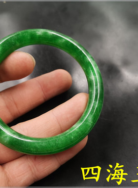 精选干青铁龙生玉石圆条手镯巴山翠玉手镯绿色翡翠玉石手镯送礼品