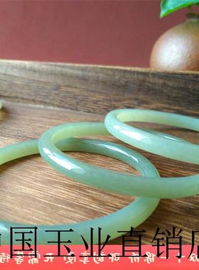 青白玉手镯鸭蛋青美人条碧玉圆条细和田玉镯女款饰品女少女手镯子