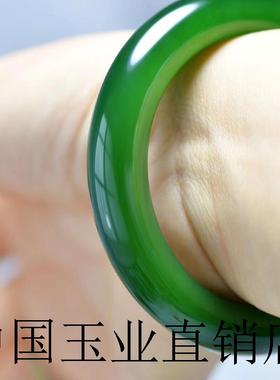 高端和田玉色碧玉正圈手镯正品青海料玉镯子外蒙料菠菜绿阿富汗玉