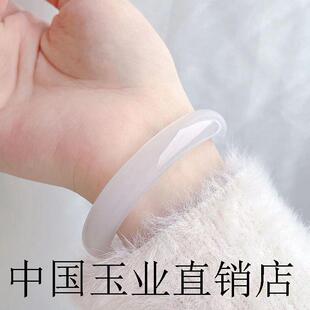 高端冰种白玉髓手镯细条少女荔枝冻玉镯玛瑙网红叮当镯子百搭款