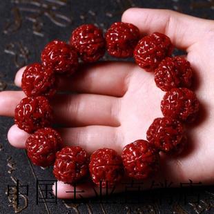 尼泊尔五瓣六瓣机刷大金刚菩提子红皮包浆佛珠文玩男款手串女手链