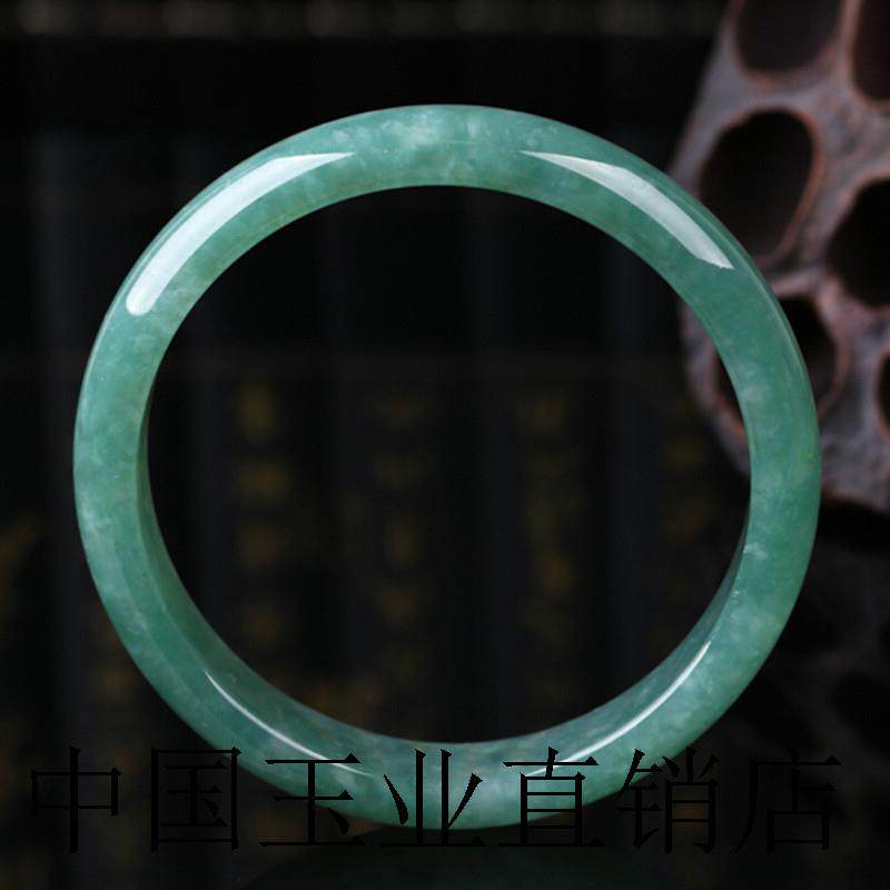 高端缅甸玉翡翠色手镯真玉老坑精品冰糯油青飘花玉手镯子珠宝女款