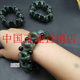 新疆和田玉青玉时来运转手链男款镂空灯笼手排玉石玉器手串设计感