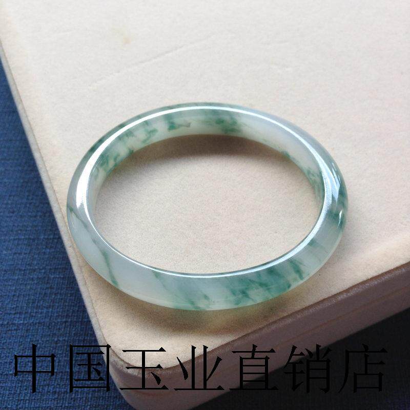 缅甸高端玉石女款翡翠色手镯冰种阳绿飘花玉镯子处理紫罗兰贵妃镯