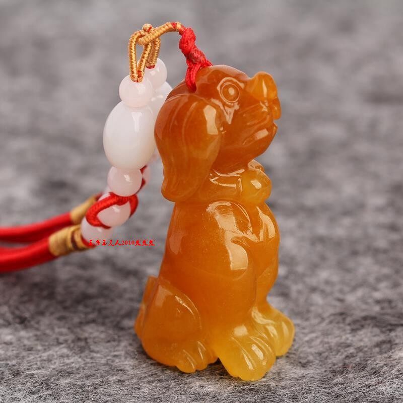 黄龙玉旺财小狗狗挂件男女款项坠狗生肖立体小动物吉祥物吊坠送礼