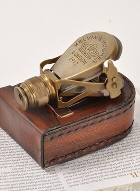 家居摆件怀旧手工书房印度进口便携桌面摄影道具复古黄铜望远镜