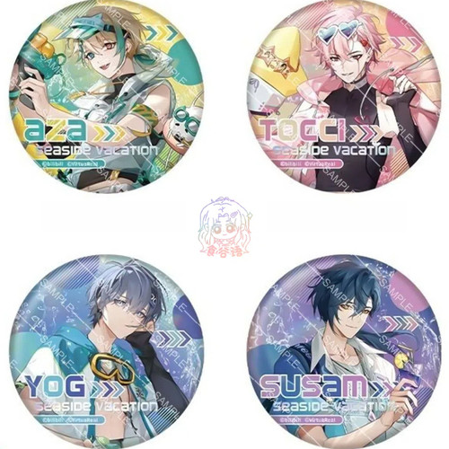 彩虹社周边VirtuaReal沙滩假日系列吧唧阿萨AZA 桃星尤格同人徽章