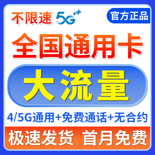 流量卡5g4g纯流量上网卡无线大流量卡电话卡全国通用手机卡大王卡