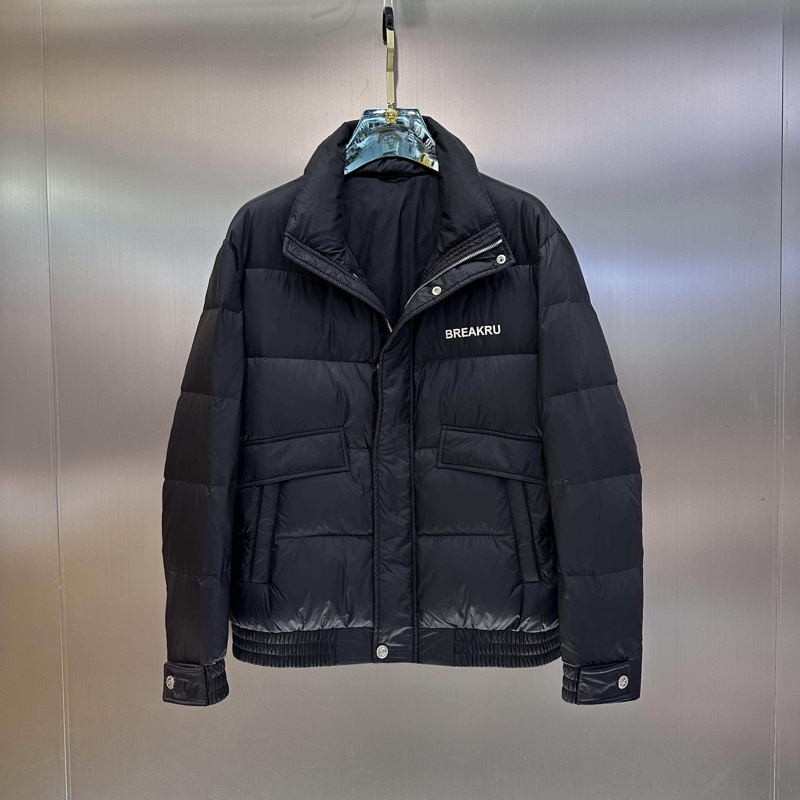 欧洲站2023冬季新品立领白鸭绒羽戎服外套加厚面包夫潮流痞帅男装