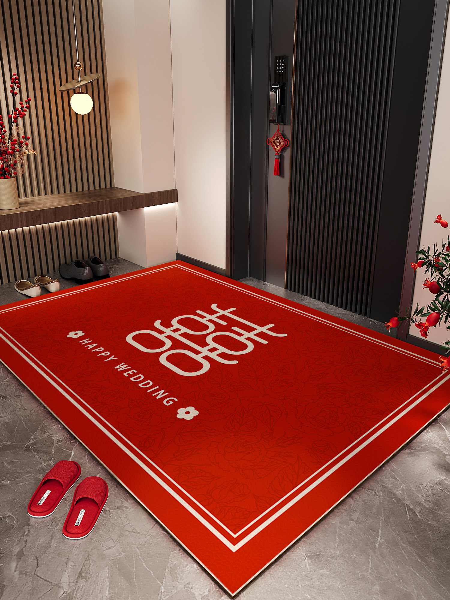 快乐的婚礼入口门地板垫2025新皮革入口门新婚家庭Pvc免洗防滑脚,居家布艺,入户地垫,淘宝优惠券,粉丝福利购,淘宝优惠卷