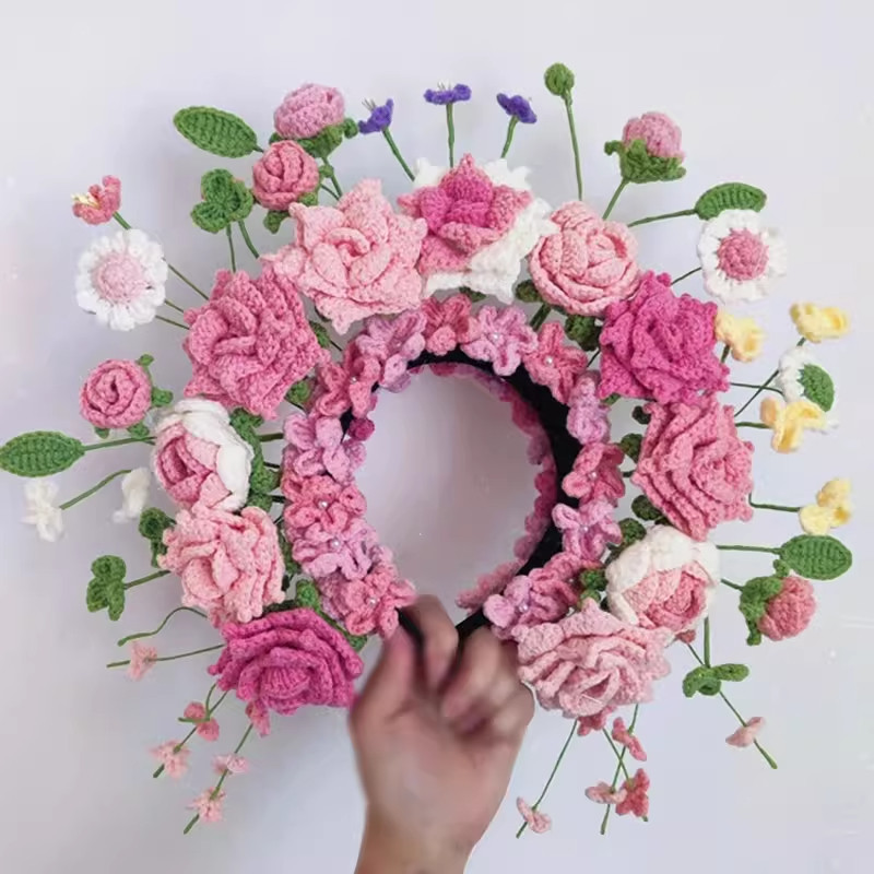 簪花手工diy编织雪妃尔毛线材料包钩针毛线发箍自制头饰送女朋友,服饰配件/皮带/帽子/围巾,DIY编织材料包,淘宝优惠券,粉丝福利购,淘宝优惠卷