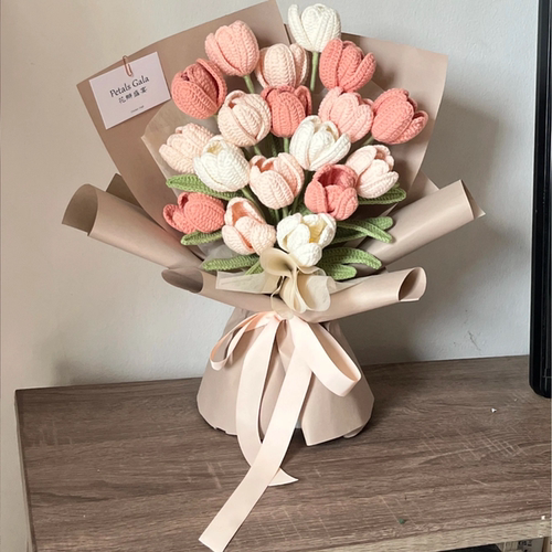 雪妃尔毛线钩织郁金香手工花束礼物永生花针织毛线材料包送闺蜜