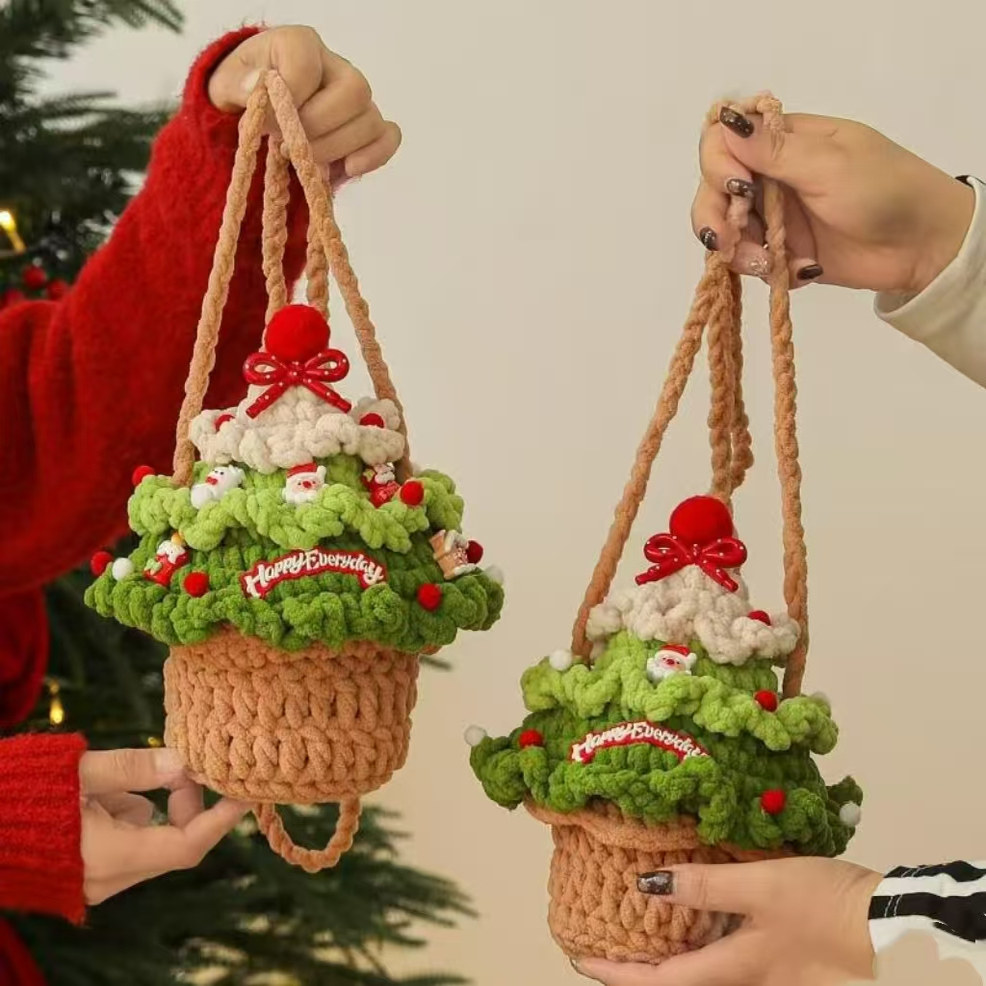 钩织圣诞树礼物袋平安夜苹果袋子儿童圣诞节包装礼品手提2025新款,服饰配件/皮带/帽子/围巾,DIY编织材料包,淘宝优惠券,粉丝福利购,淘宝优惠卷