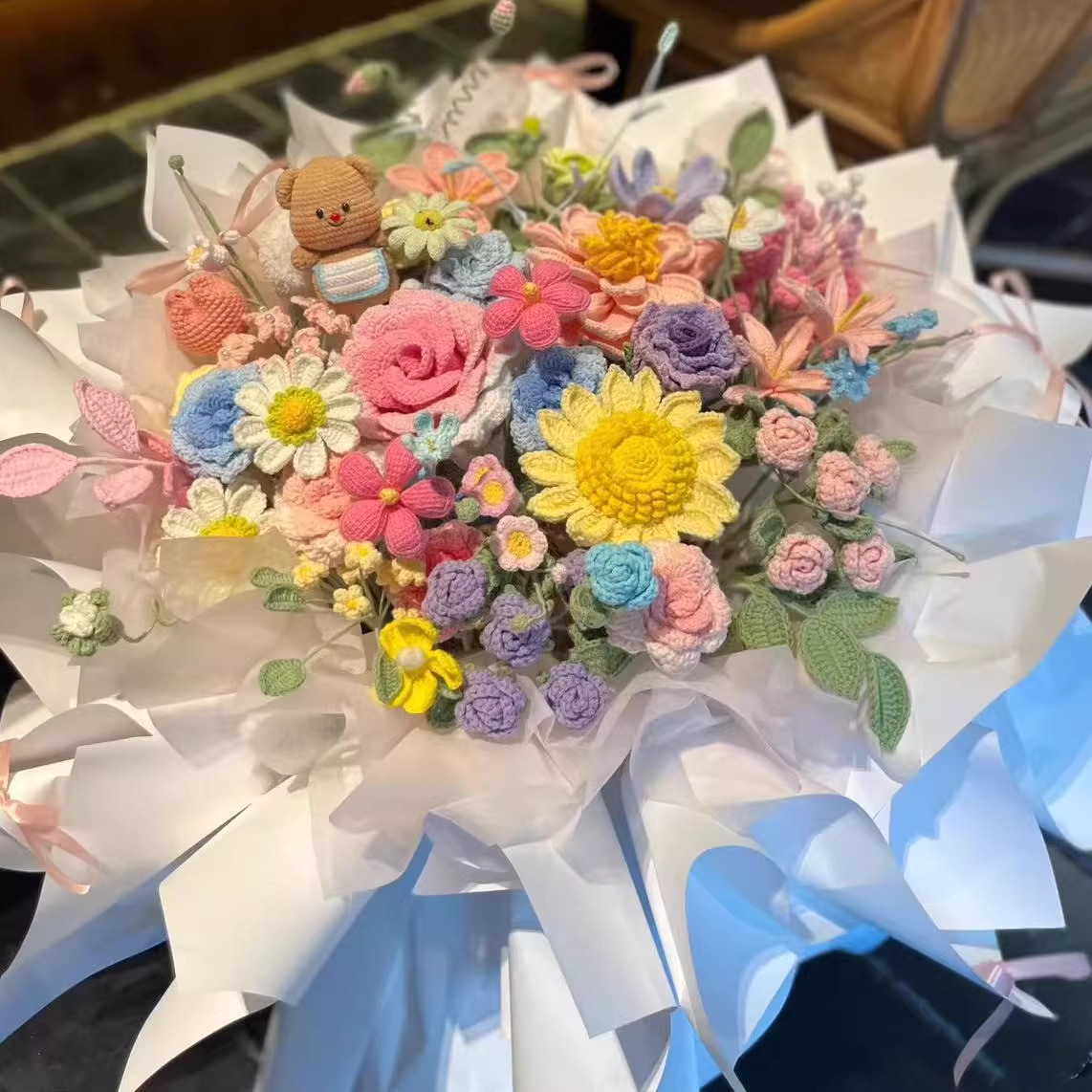 雪妃尔毛线编织玫瑰郁金香混搭花束diy材料包钩织送女友闺蜜礼物,服饰配件/皮带/帽子/围巾,DIY编织材料包,淘宝优惠券,粉丝福利购,淘宝优惠卷