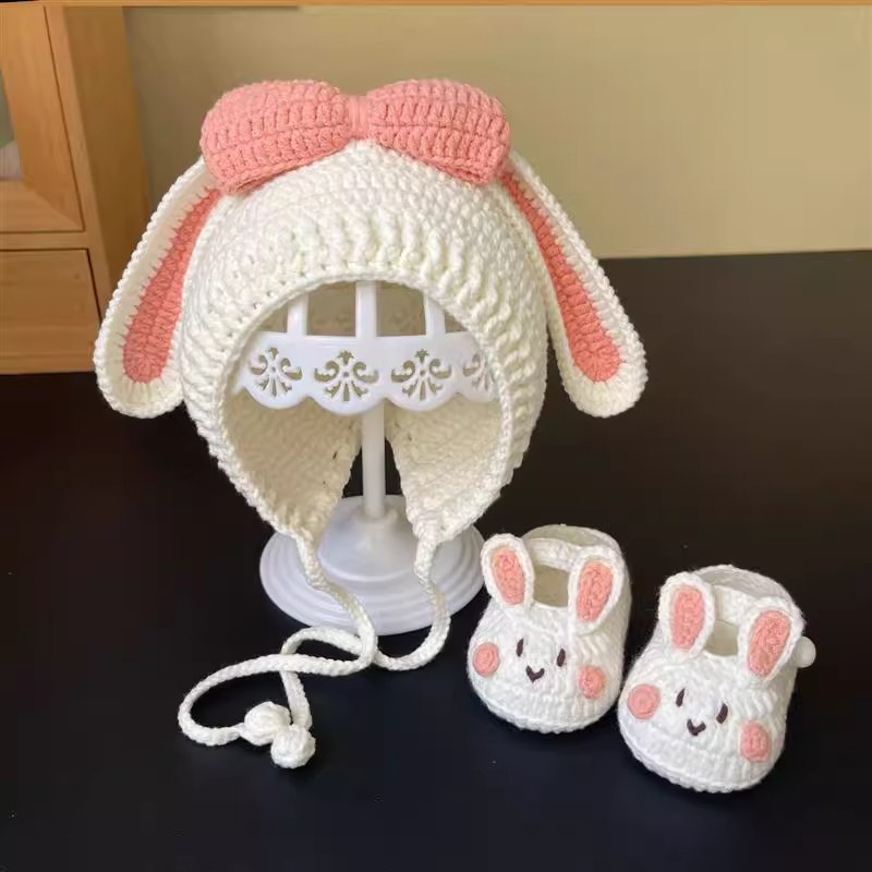 雪妃尔毛线婴儿兔耳帽兔宝宝帽子手工编织毛线钩针孕期
