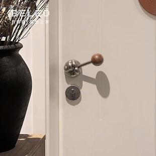 牧童 胡桃木室内门锁卧室磁吸静音房门锁木门分体锁实木门把手