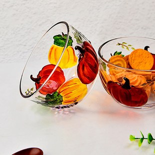 弗莱文茨水晶玻璃南瓜沙拉碗水果碗水果盘玻璃碗干果盘多用果盘