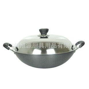 红日锰钛合金阳极圆底炒锅家用无涂层不粘锅36/38/40/42/45cm