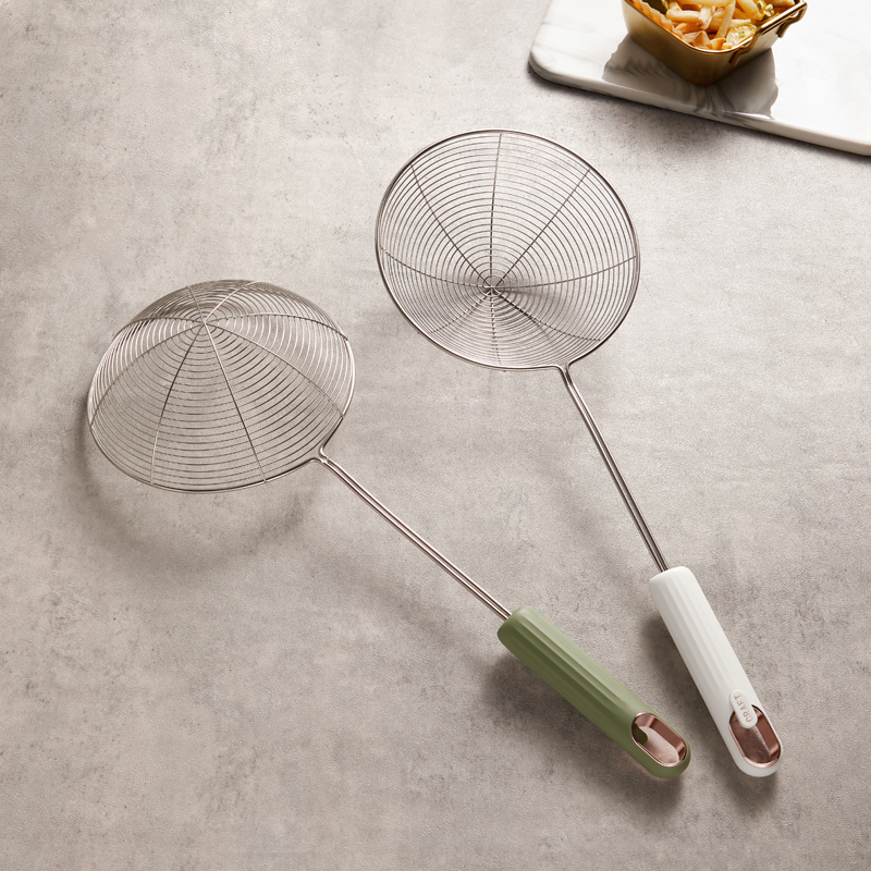 墨色 304不锈钢漏勺家用厨x房拌面勺油炸笊篱捞勺火锅漏网过滤网