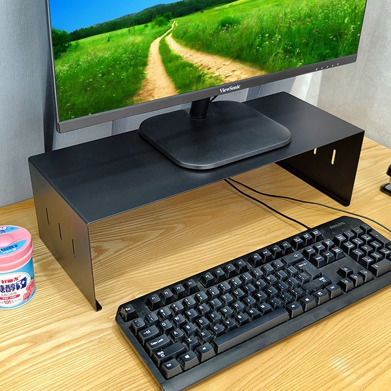 电脑显示器增高架铁艺台式屏幕金属垫高底座架子支架收纳置物托架