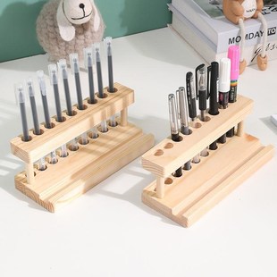 笔筒办公室实木笔架桌面多功能轻奢高级插花书房创意手机架