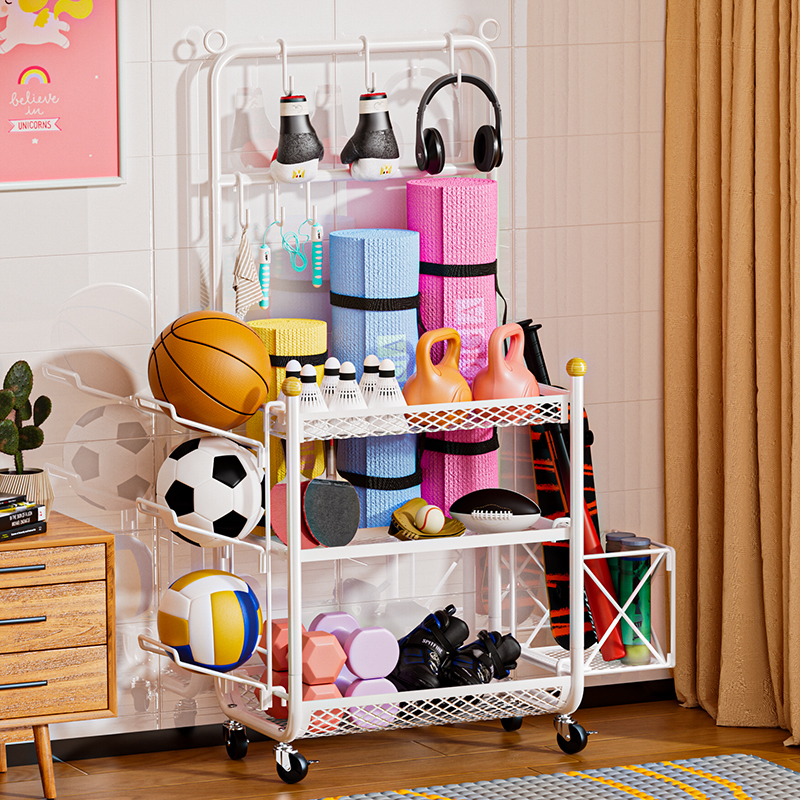 篮球收纳架瑜伽收纳筐健身器材A置物架运动器械收纳篮羽毛球放置