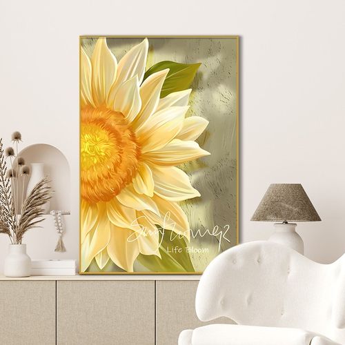 S1258-客厅装饰画落地画抽象玄关壁画现代简约沙发向日葵80120