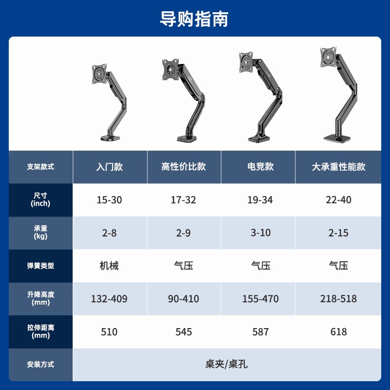 aoc显示器支h架机械臂升降电脑屏幕底座增高架三星24 27 32寸通用