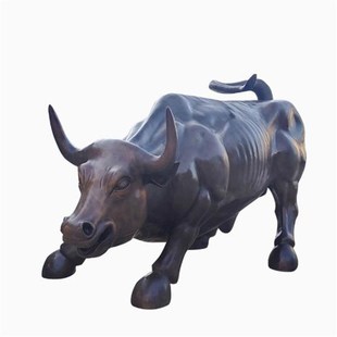 华尔街铸铜牛雕塑定制大型玻璃钢拓荒牛公司广场旺牛户外石牛摆件