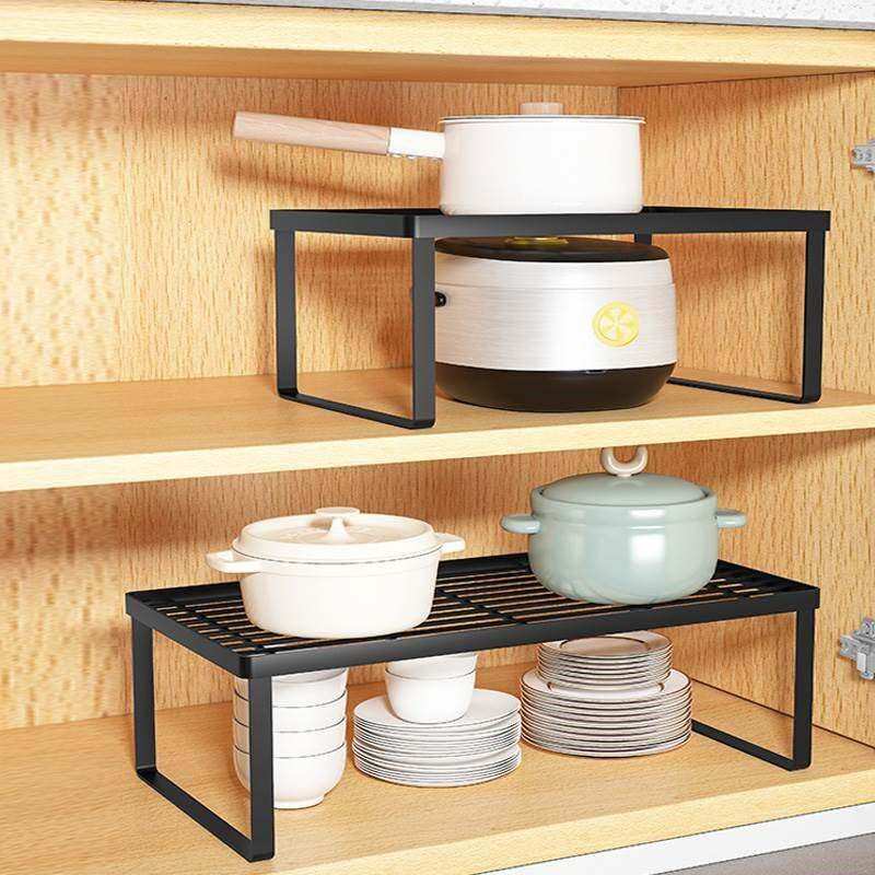 厨房锅架置物架家用分层台面整体橱柜内多功能碗碟调味罐架收纳整