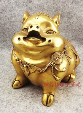 大号黄铜纯铜猪风水猪金猪招财纳福家居饰品生肖猪工艺品摆件