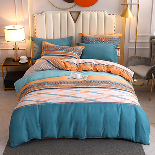 纯棉加厚磨毛被套 单件单人条纹花卉150x200x230双人秋冬全棉被罩