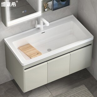 阳台不锈钢洗衣柜组合挂墙式 加深陶瓷洗衣盆洗衣槽大水池不带搓板