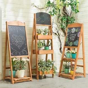 阳台角落装饰多层阶梯落地式花盆架写字板绿植支架式办公室小黑板