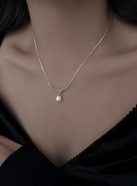 2024年新款S925纯银珍珠锁骨链小众设计感女生高级感足银项链