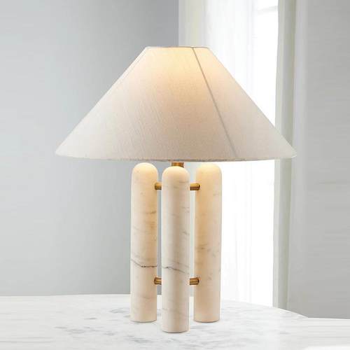 设计师中古民宿简约吧台创意个性美式布艺大理石LED书房床头台灯